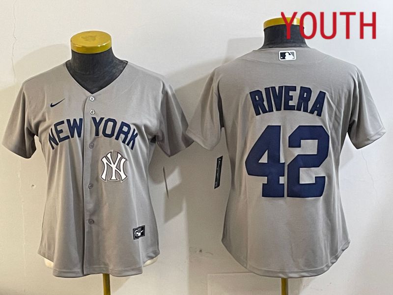 Youth  New York Yankees #42 Rivra grey 2024 Nike MLB jersey